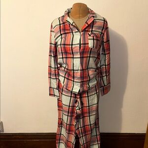 Victoria’s Secret Plaid Button-Up Pajama Set - Small Long